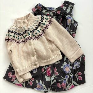 Tea Collection Fall‎ Floral Dress & Fair Isle Sweater Set Bundle - Size 4 / 4T